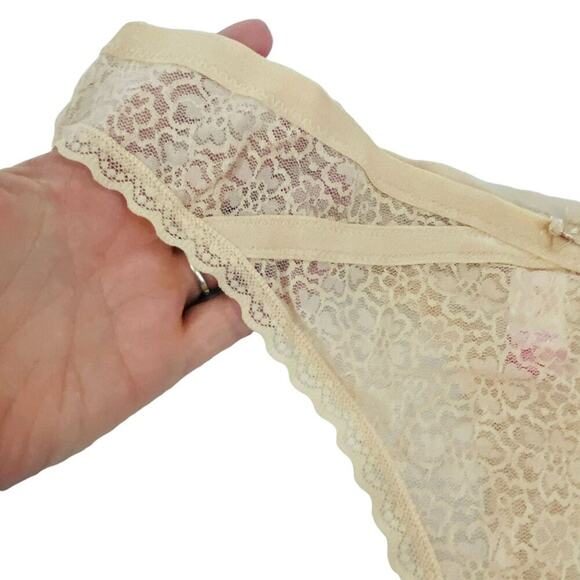 No Boundaries Women's Mock Split Lace Thong LT Cappuccino XXL NEW - Picture 2 of 5